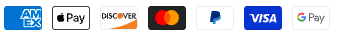 Pagos aceptados: American Express, Apple Pay, Discover, Mastercard, PayPal, Visa y Google Pay
